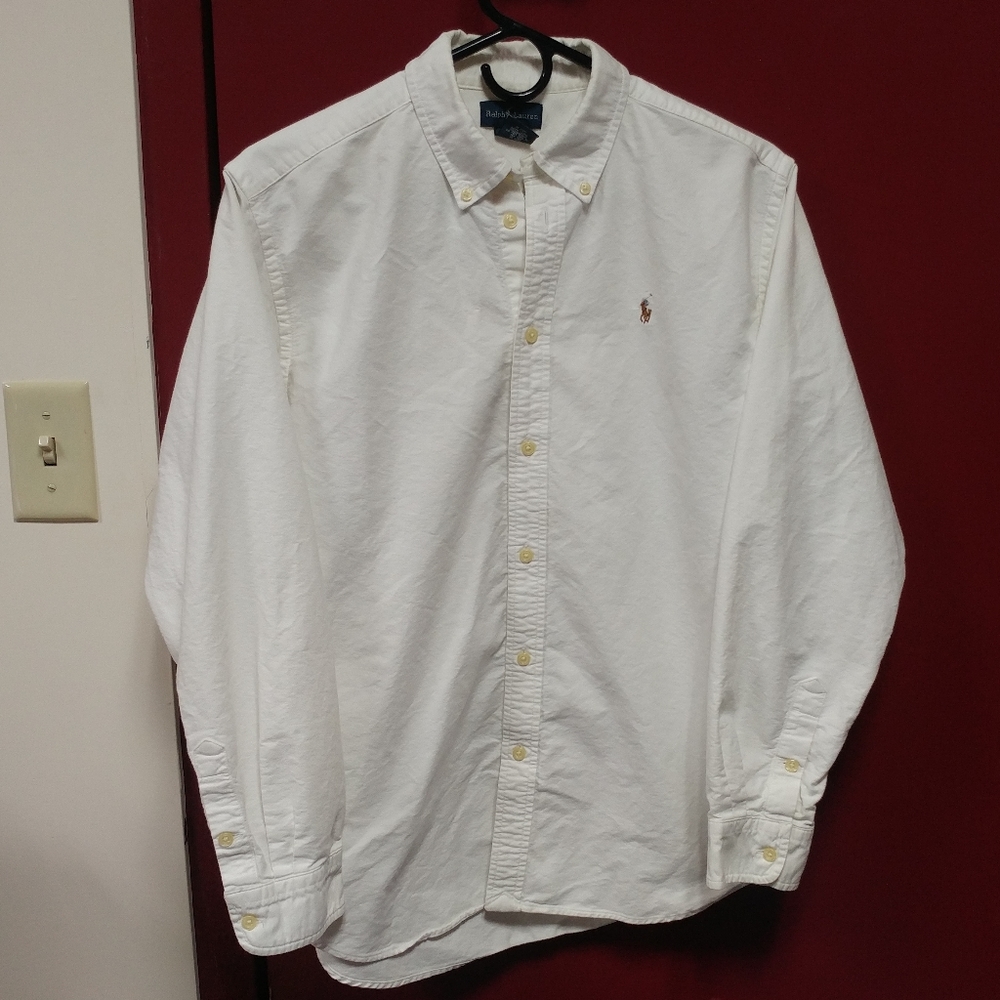 White Ralph Lauren Oxford Button Down Shirt